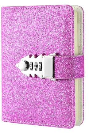 WYNYMKO Diary with Lock A7 Password Book with Lock Diary Student Stationery Notebook Carry Travel Book Notepad Diary Office School Supplies Student Gift(Purple)