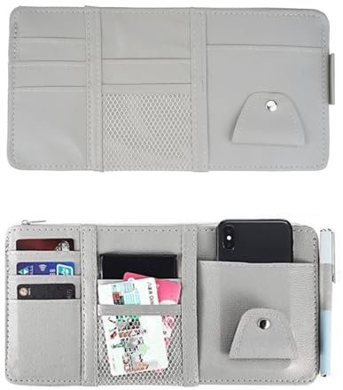 Hochwertiges Leder Sonnenblenden Organizer,Universell Organizer Auto,Mit Ablagefach Car Organizer,Sonnenbrillenhalter Auto Organizer,Bietet Platz FüR FüHrerschein,Registrierungsstift,Mobiltelefon