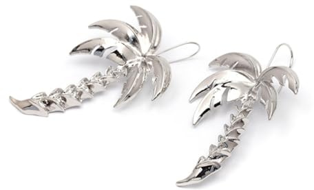 Healeved Boucles Oreilles Design Palmier Argent Bijoux Décontractés Pour Femmes Accessoires Élégants Décorations Fête