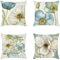 MEILIHEN Leinen Kissenbezug Sofakissen 40x40 Blau Vintage Blumen Muster Kissenhülle 4er Set kissenbezüge Dekokissen Bezug für Couch Zierkissen Outdoor Kissen