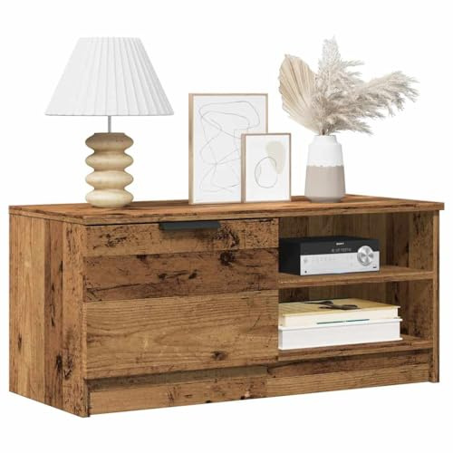 ROMHZKS TV-Schrank Altholz-Optik tv unterschrank hängeschrank Fernsehtisch tv ständer 80x35x36,5 cm Holzwerkstoff