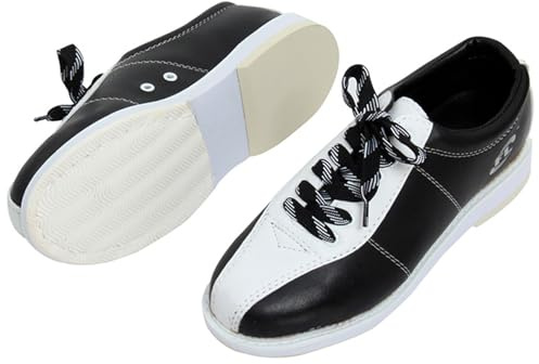 SDEQA Mens Bowling Trainers Garden Bowls Shoes Lawn Non-Slip Lightweight Bowlers Shoe Lace Up Big Size,Black White,8 UK