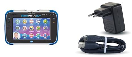 VTech - Storio Max XL 2.0 Bleue, 3 Ans à 11 Ans - Contenu en Français + Adaptateur Secteur Chargeur USB-C