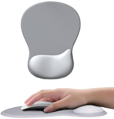 Uwiyo Tapis de Souris avec Support pour Repose-Poignets, Tapis de Souris en Gel Tapis de Sourise Ergonomique avec Repose-Poignet Antidérapant Tapis Sourise Gamer pour Ordinateur Laptop (Gris-Argent)