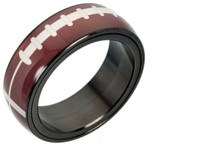 PAMTIER Drehend Ringe für Männer und Frauen Edelstahl Größe 13 Schwarz Fußball Fußball Basketball Baseball Rugby Sport Statement Zierlich Einfach Orange Rot Bunt Schmuck Rugby Größe 70(22.3)