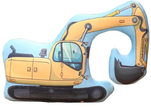 Odoukey Dekoratives Kissen, Bagger-LKW-gefüllte Plüschkissen, weiche, Bequeme Plüschtiere für Bett, Sofa, Auto, Couch