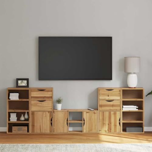 Ziaphsol 5-TLG. Wohnwand ODDA, Massivholz Kiefer Honigwachs-Finish, 79 cm Breit, TV-Schrank, Beistellschränke, TV Stands für Wohnzimmer, Entertainment Center