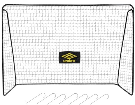 Umbro Fußballtor 300 x 120 x 205 cm - Großes Tor - Gartenspielzeug für Kinder und Erwachsene - Schnelle Montage - Trainingsziel - Metall - Schwarz/Gelb