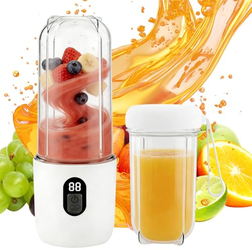 Mineup Tragbarer Mixer, 500ml Mixer Smoothie Maker to Go mit Digitalanzeige, Portabler Elektrischer Saftpresse, USB Wiederaufladbar Mini Standmixer, 16-Blatt, 1500mAh Akku, für Saft Marmelade Shake