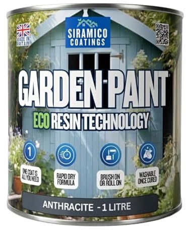 SIRAMICO COATINGS Garden Paint – 1 Litre - Eco Resin Premium One Coat Garden Paint for Garden Furniture (Anthracite)