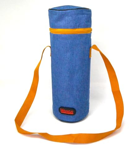Borsa termica isolante per bottiglia, 2 l, blu con arancione, 2 litri, con cinghia, per picnic e barbecue