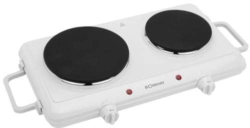 Bomann® Doppelkochplatte | Leistungsstarke Kochplatte mit stufenlos regelbaren Thermostaten | 2 Kochplatten | Cool-TouchGriffe | Doppelkochfeld mit 1500W/1000W | DKP 5028 CB
