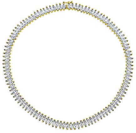 Vintage Art Deco Stil Ferien Day Party Bräutigam Clear White Cubic Zirconia Simuliert Gemstone Marquise Aaa Cz Feierlich Statement Tennis Halskette Für Frauen Abschlussball Hochzeit Gold Plattiert