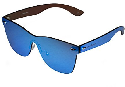 amoloma Rahmenlose Randlose Nur Glas Sonnenbrille Blau verspiegelt für Damen und Herren