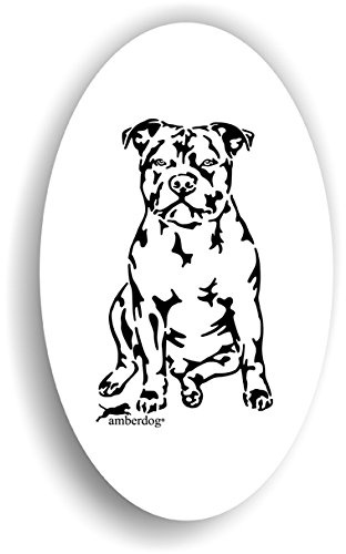 amberdog Staffy Aufkleber oval 16 x 11 cm – Staffordshire Bullterrier | Ovaler Staffordshire-Bullterrier-Aufkleber für Auto, Wohnmobil, Laptop & Koffer – 16 x 11 cm, wetterfest