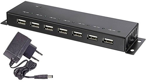 Renkforce RF-4791678 7 Port USB 2.0-Hub Metallgehäuse, zur Wandmontage Schwarz