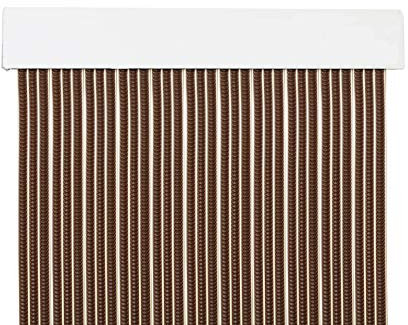 MERCURY TEXTIL Cortina para Puerta Tiras PVC 210x90cm,Cortina para Puerta Exterior (Marron+Filo Beige P1)