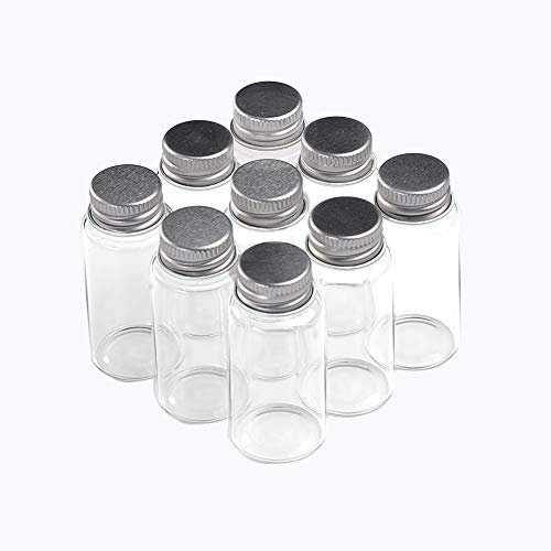 Jarvials 12pcs 20ml Leere transparente Glasflaschen, Silberne Aluminiumabdeckung macht die Glasflasche versiegelter. (12, 20ml)