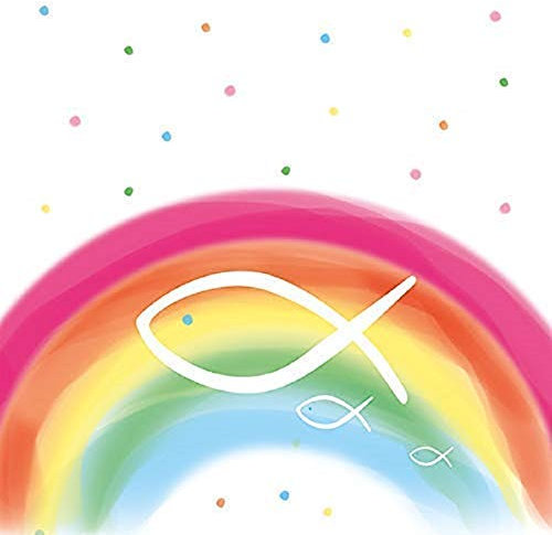Kommunions-Servietten Konfirmations-Servietten FISCHE MIT REGENBOGEN/Kirchliches Fest/Kommunion Junge & Mädchen/Konfirmation Firmung Taufe (60 Servietten)