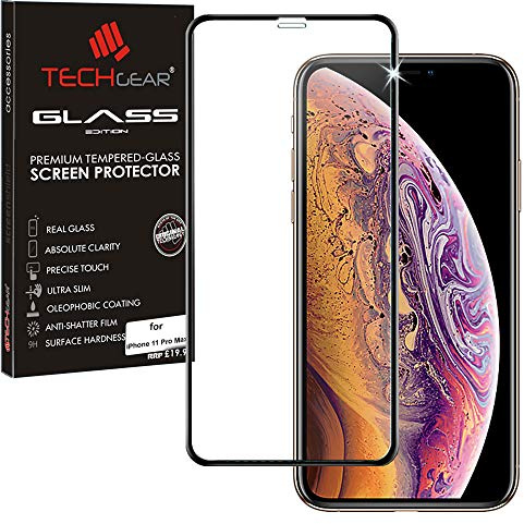 TECHGEAR® 3D GLASS Edition for iPhone 11 Pro Max, [FULL Screen Adhesion] & [Full Coverage] Tempered Glass Screen Protector Guard Cover Compatible with Apple iPhone 11 Pro (Max) - Black