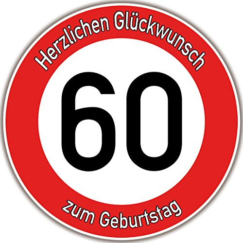 Tortenaufleger Fototorte Tortenbild Warnschild 60. Geburtstag rund 20 cm GB09 (Zuckerpapier)