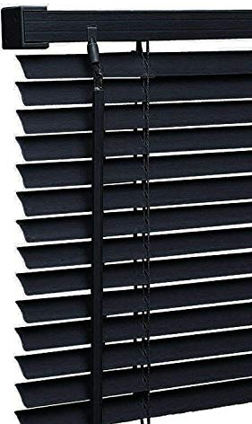 My Home Store PVC window Venetian Blind Blinds Easy Fit Trimmable Fittings Window Treatment Shutter Twist Open Close (Black-PVC, 45cm wide (17.7) x 213cm Drop)