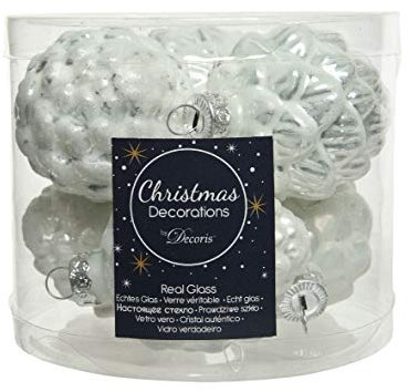 Christbaumschmuck Zapfen Glas 7cm x 6 Stück Anhänger weiß