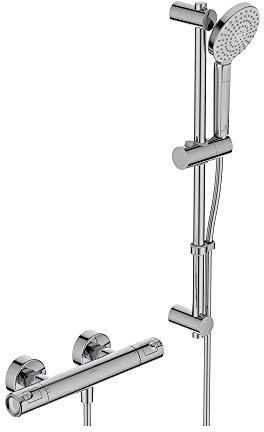 Ideal Standard - Ceratherm T50, Kit doccia con miscelatore termostatico, Set saliscendi doccia, Cromato