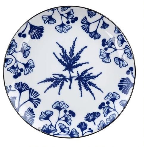 TOKYO design studio Assiette bleu/blanc érable - Flora Japonica - 16 x 2 cm