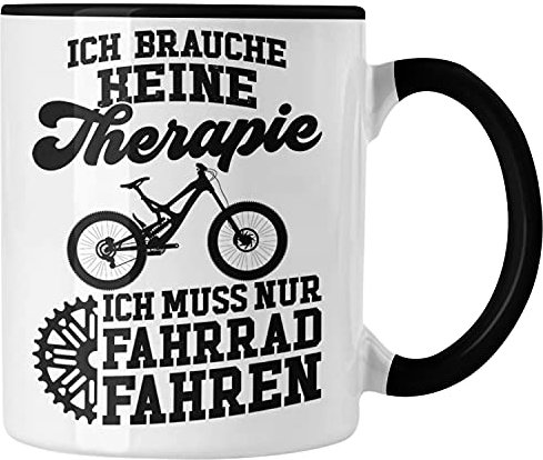 Trendation - Fahrrad Radfahrer Geschenk Rennrad Bike Geschenkideen Tasse Fahrradfahrer Kaffeetasse Therapie (Schwarz)