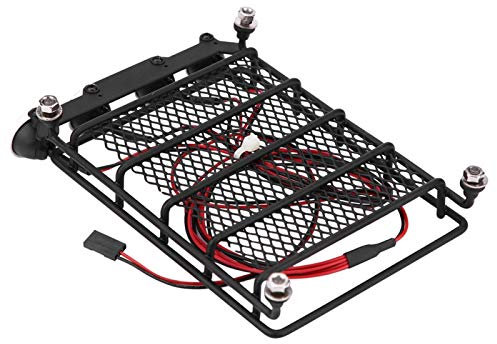 Jopwkuin RC Dachträger für Axial SCX10 1/10 RC Crawler Car mit Fernbedienung und 4 LED-Leuchten (Weiß)