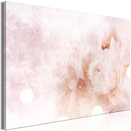 decomonkey Bilder Blumen 60x40 cm 1 Teilig Leinwandbilder Bild auf Leinwand Vlies Wandbild Kunstdruck Wanddeko Wand Wohnzimmer Wanddekoration Deko Pfingstrosen Abstrakt Rosa Nature