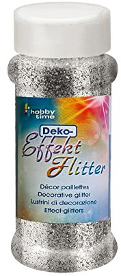 GLOREX 6 2817 381 - Deko-Effekt-Flitter, 60 ml, silber, gutdeckender Flitter zur Gestaltung von Schmuck, Armbändern, Halsketten, Accessoires und als Dekoration