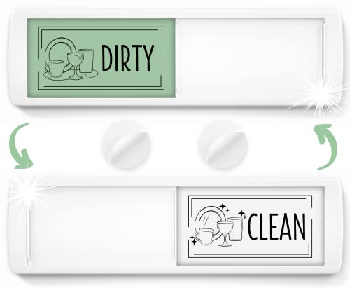 Clean Dirty Dishwasher Sign Magnet - Dishwasher In Use - Ideal Dishwasher Magnet Clean Dirty Sign for Home or Office - Nice Decor - Strong Adhesives Included for Non-Magnetic Surface