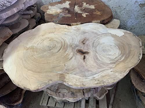 Baumscheibe, Holzscheibe Tischplatte ca. 90x60x3cm geschliffen Ulme