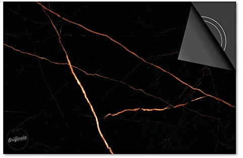 Induktionsschutz von Dietrix® - SCHUTZMATTE Marmor Schwarz Kupfer Motiv 59 x 52cm mit Stil für INDUKTIONSKOCHFELD/Induktionsherd, CERANFELD/Ceranherd und Herdabdeckplatte mit Druck/Motiv