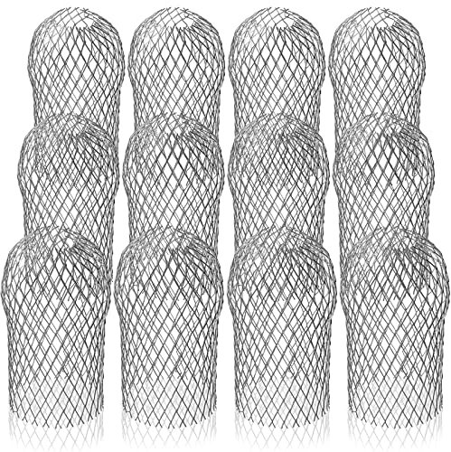 DEAYOU 12 Pack Gutter Guard, 3 Expandable Aluminium Filter Strainer, Downspout Leaf Filter, Mesh Gutter Strainer, Downspout Rain Protector, Rustproof Gutter Drain Cover for Stop Leaf Debris Blockage