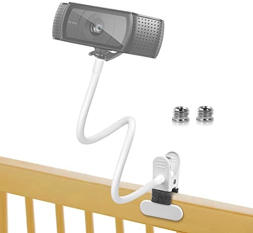 Hossom Soporte Flexible para Cámara y Webcam con Conexión Roscada 1/4, 2 Adaptadores 3/8 - para Logitech C925e C922x C922 C930e C930 C920 C615, GoPro Hero10/9/8/7/6/5, Hero MAX (Blanco, 40cm)