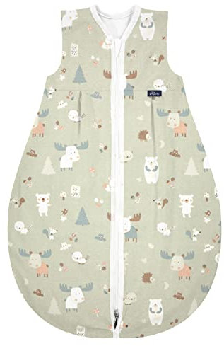 Alvi Kugelschlafsack Mäxchen Light Baby-Schlafsack & Löffel DeinKinderland| Sommerschlafsack | atmungsaktiv | TOG 0,5 | (Baby Forest, 90 cm)