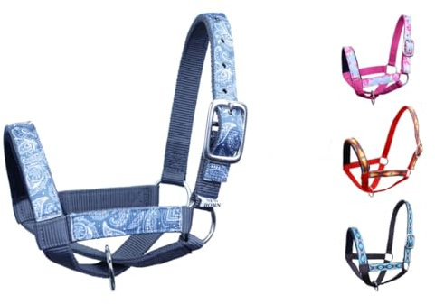 Tahoe Tack Halfter für Schafe und Ziegen, Nylon, mit gepolstertem Nasenriemen, Paisley, großes Schaf/Ziege
