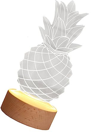 Artibetter 1stk Ananas-nachtlicht Dekoratives Ananaslicht Nachttischlampe Ananas Schlafzimmer Dekorative Lichter Led-nachtlicht Hölzern Hohles Nachtlicht Das Schild Acrylplatte 3d Mini