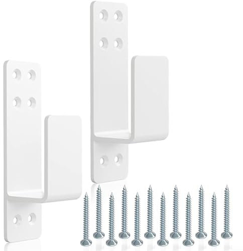 CWOQOCW 2 x 4 Türbarrikaden-Halterungen, verstellbare Türbarrikaden-Klammern, Türbarrikaden-Sicherheitsstange für Außen- und Inswing Türen oder Tore (weiß)