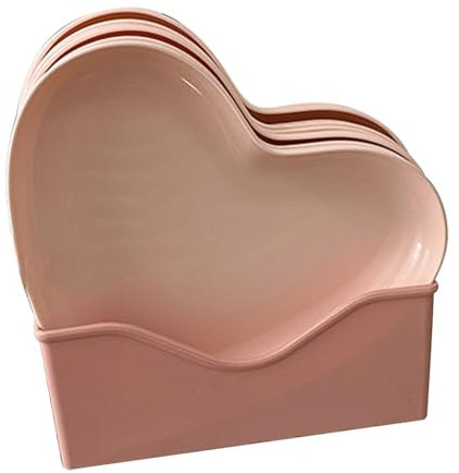 Piatto da Portata a Forma di Cuore, Piatto Piano in Plastica con Facile Manutenzione per Feste di Matrimonio (5 piatti con supporto)