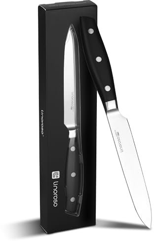 linoroso Utility Knife 5 Inch - Ultra Sharp Small Kitchen Knife with Gift Box, High Carbon German Stainless Steel, Kitchen Knife with Ergonomic Handle Suitable for Home and Restaurant