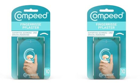 Compeed Fingerrissepflaster – Fingerpflaster mit Hydrokolloid gegen eingerissene Fingerkuppen und Risse der Nagelhaut, 10 Stück(2er Pack)