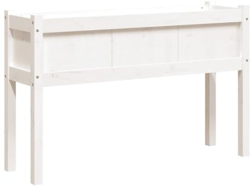 vidaXL Pot de fleurs, rectangulaire, avec pieds, pour jardin, terrasse, en pin massif blanc