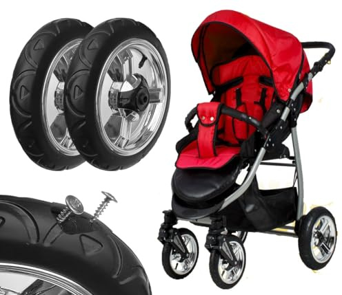 Generic 2 Stück Kinderwagen Vorderrad Schwenkrad Capri ohne Gabel, Reifen pannenfrei, Kunststofffelge Silber