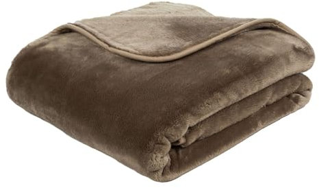 liebling Kuscheldecke Cashmere Feeling 220 x 240 cm, Taupe, Premium Sofa Decke, Dicke warme Wohndecke, 500 gr. / m²