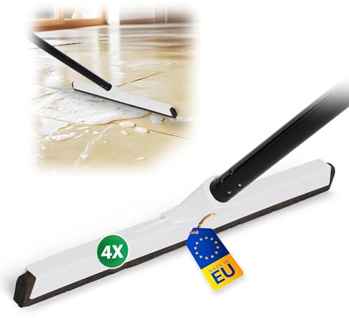 Novaliv Lot de 4 raclettes de douche - Long manche en métal - En plastique - 43 cm - Pour douche, terrasse, grand nettoyeur de vitres, sol, piscine, salle de bain - XXL large - Pour carrelage et
