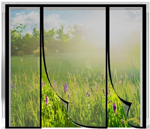 Moustiquaire pour Portes, 265x270cm Filet anti pollen protection avec fixation magnétique innovante| filet anti mouches, protection anti pollen sans perçagenoir